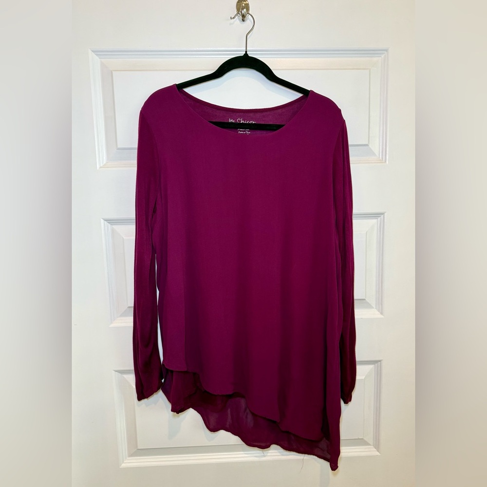 Chico's Long-Sleeve Layered Blouse - Deep Magenta